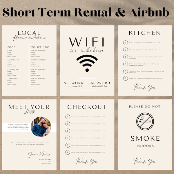 Airbnb Signs, Airbnb Template, Airbnb Templates, Airbnb Welcome Sign, Airbnb Welcome book, Airbnb Host Bundle, Airbnb House Rules, Bundle