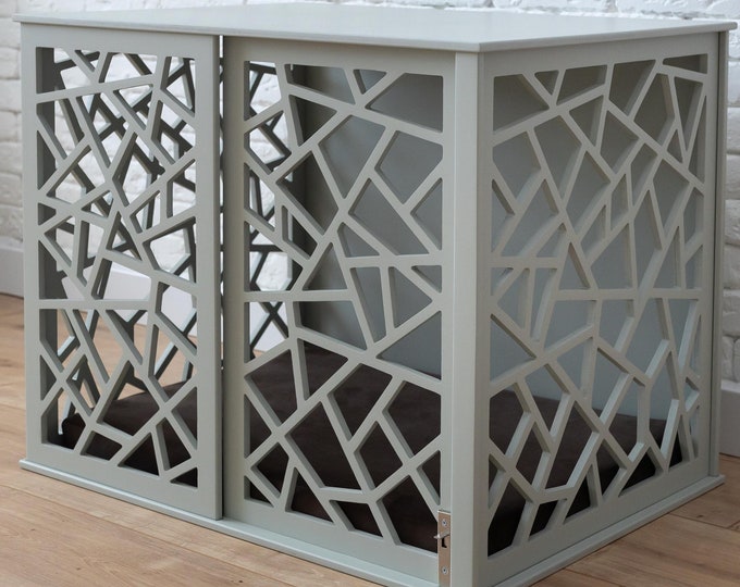 Modern Dog Crate with Sliding Door, Modern Dog House, Dog Kennel Furniture, Decorative Dog Crate, Wooden Dog Kennel, Small Size, DOGGY