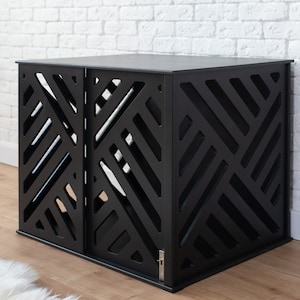 Small Modern Wood Dog Crate with Sliding Door