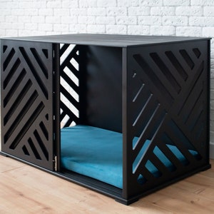 Modern Wooden Dog Crate Furniture: Large Sliding Door Kennel