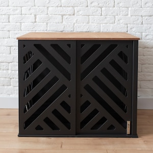 Modern Plywood Dog Crate: Sliding Door Indoor Dog House
