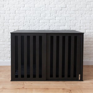 Black wood dog crate shop