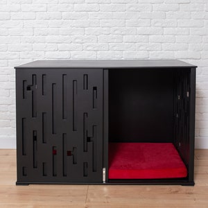 Black Modern Dog Crate, Dog House Indoor, Furniture Dog Crate, Modern Dog House, Pet Bed House, Dog Kennel Furniture, Custom Dog Crate