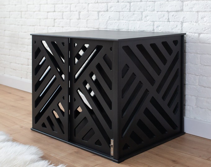 Small Modern Dog Crate with Sliding Door, Dog Crate Furniture, Wood Dog Crate, Modern Dog House, Modern Dog Kennel, Custom Dog Crate, DOGGY