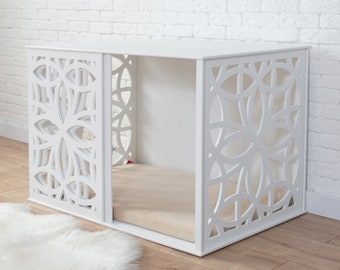 Large Wooden Dog Crate Furniture with Sliding Door