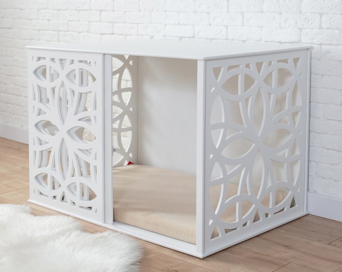 Large Dog Crate Furniture with Sliding Door, Decorative Dog Crate, Wooden Dog Crate, Luxury Dog Crate, Dog Crate Furniture Large, DOGGY