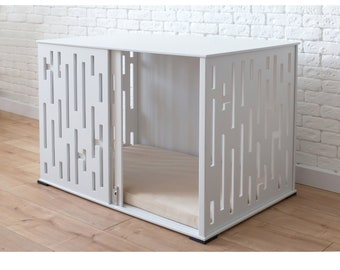 Modern Wooden Dog Crate Furniture with Sliding Door