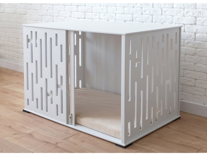 Large Dog Crate Furniture with Sliding Door, Modern Dog Crate, Dog Crate for Large Dogs, Large Wooden Dog Crate, Modern Dog House, DOGGY