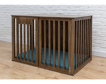 Oak Veneer Dog Crate Furniture: Modern Indoor Dog House