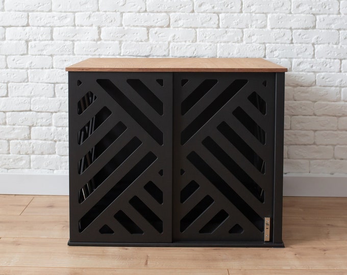 Modern Dog Crate with Sliding Door with a Latch, Dog Kennel, Dog House, Dog Bed, Indoor Dog House, Dog Furniture, Dog Cage, Custom Dog Crate