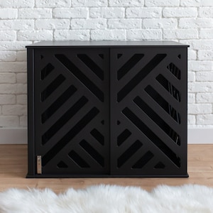 Modern Wood Dog Crate with Sliding Door - Indoor Kennel, 6 Sizes