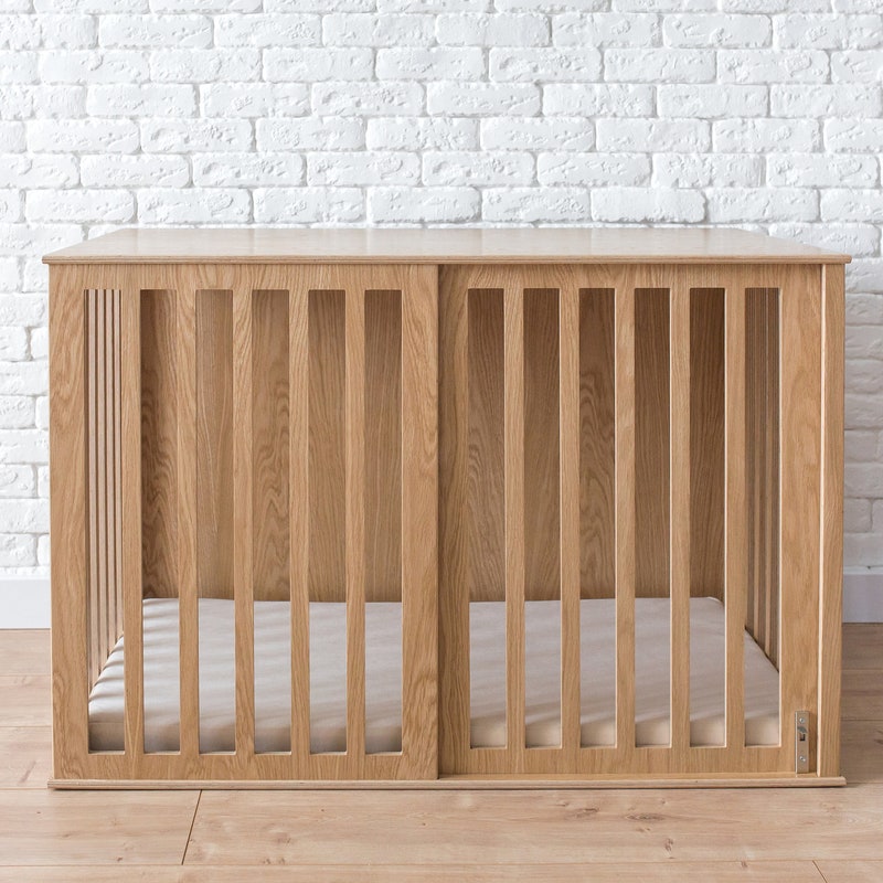 Wooden Dog Crate - Etsy - Tropical Wood Dog Crate With Wooden Top