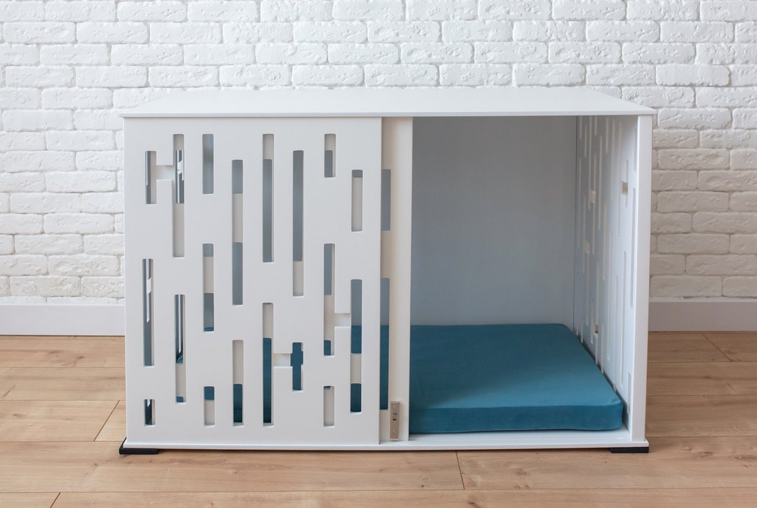 Large Modern Dog Crate White, Dog Crate, Dog Kennel, Wood Dog House