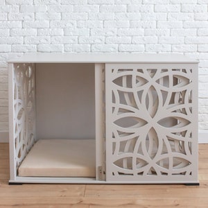 Decorative Wooden Dog Crate, Dog Crate Sliding Door, Mid-Century Modern Dog Crate, Modern Wood Dog Crate, Custom Dog Crate Furniture, DOGGY