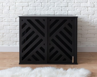 Modern Plywood Dog Crate Furniture with Sliding Door