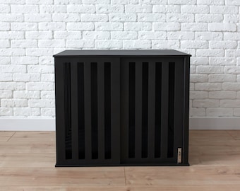 Modern Plywood Dog Crate with Sliding Door