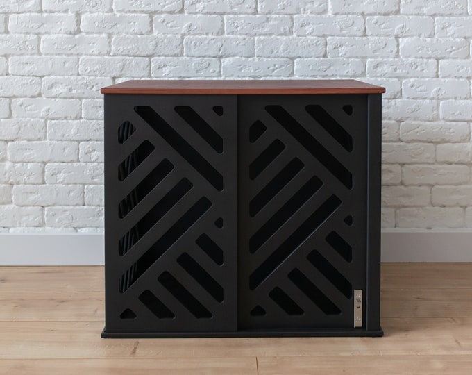 Modern Dog Crate with Wooden Sliding Door with a Latch, Dog Kennel, Dog House, Dog Bed, Indoor Dog House, Dog Furniture, Dog Cage, DOGGY