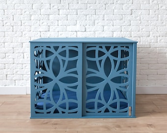 Modern Wood Dog Crate Furniture: Indoor Dog House Kennel