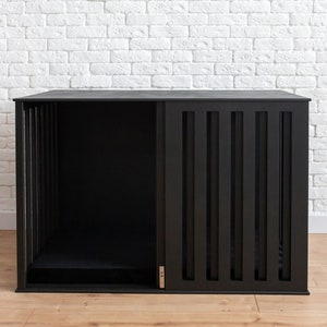 Black Modern Dog Crate, Wooden Dog Crate, Modern Dog House, Dog House Indoor, Custom Dog Crate, Luxury Dog Crate, Indoor Dog Crate, DOGGY