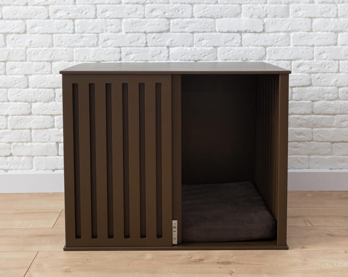 Dog House with Sliding Door, Indoor Dog House, Wooden Dog House, Modern Dog House, Luxury Dog Houses, From X-S to XX-L, Brown Color, DOGGY