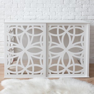 Modern Dog Crate with Sliding Door, Dog Kennel, Dog House, Dog Bed, Indoor Dog House, Dog Furniture, Dog Cage, White Dog Crate, DOGGY