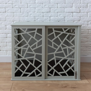 Modern Wood Dog Crate: Indoor Dog House with Sliding Door