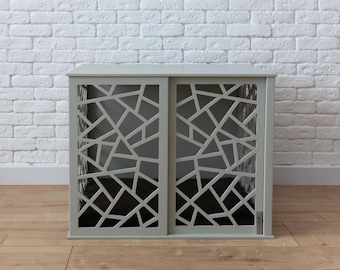 Modern Wood Dog Crate: Indoor Dog House with Sliding Door