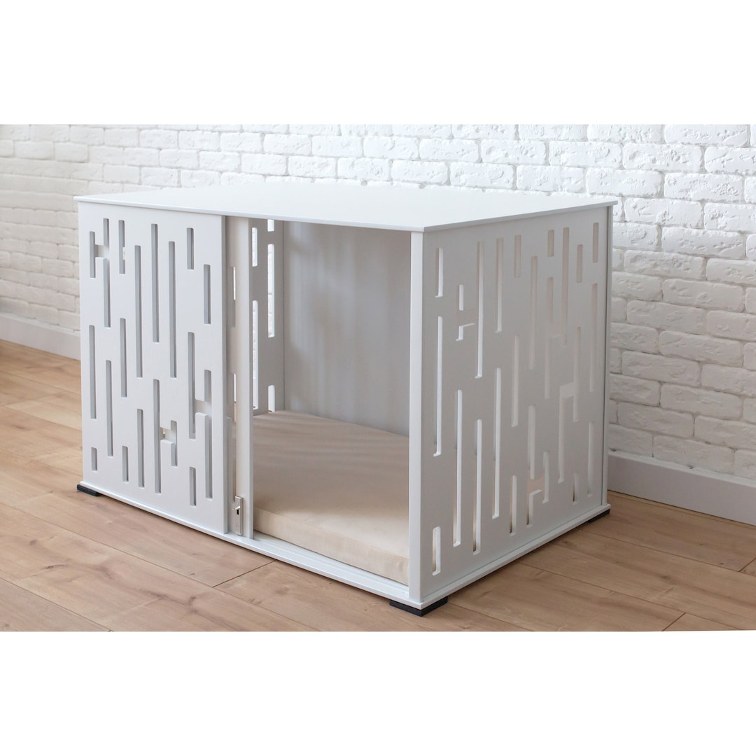 Image showcasing Modern Wooden Dog Crate Furniture With Sliding Door - Etsy