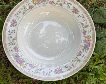 Farberware Bellini China Wide Rim Bowls Porcelain Pink Floral 22K Gold Trim Farmhouse Decor Set of 2