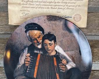 Norman Rockwell Edición Limitada Placa Coleccionable El Fabricante de Música Edwin M Knowles China Vintage Placa de Pared Norman Rockwell Arte Raro