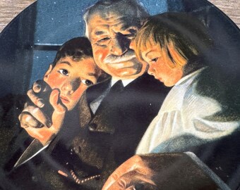 Norman Rockwell Edición Limitada Placa Coleccionable Bedtime Story Edwin M Knowles China Vintage 1992 Placa de pared Norman Rockwell Art