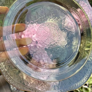 Vintage Federal Glass Yellow Amber Patrician Spoke Depression Glass Plate #K READ DETAILS