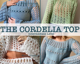 Crochet Top WRITTEN PATTERN -The Cordelia Top - 3in1- Mesh Top - Shrug