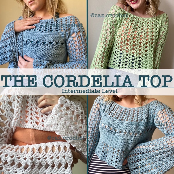 Crochet Top WRITTEN PATTERN -The Cordelia Top - 3in1- Mesh Top - Shrug