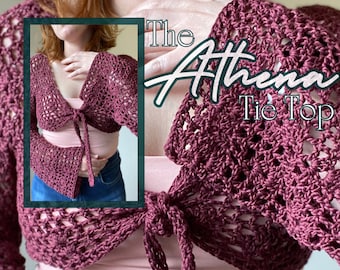Crochet Top WRITTEN PATTERN -The Athena Top - 3in1- Mesh Top - Shrug - Tie Top - Cardigan