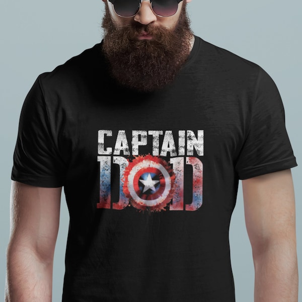 Captain Dad Superhero Funny Men Fathers Day Vintage Dad T-Shirt, Dads birthday gift, 4th of July shirt, independence day shirt