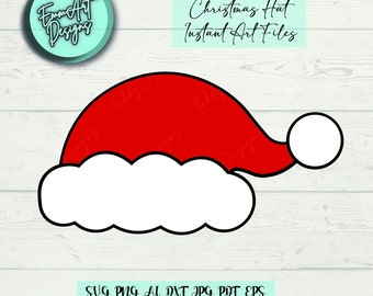 Santa Hat - Instant Digital Download - svg, png, dxf, jpg, pdf, ai and eps files Christmas, Santa Clause, Santa's Hat, Merry Christmas Hat