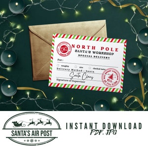 Editable North Pole Santa Gift Tags Labels for Christmas - Personalize Printable -Special Delivery- Mail Package - Santas - Instant Download