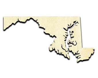 Maryland State Laser Cut Out Unfinished Wood Shape Craft Supply