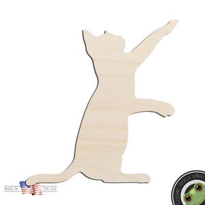 Cat Reaching Laser Cut Out Unfinished Wood Shape Craft