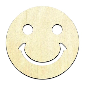 Happy Smiley Face  Laser Cut Out Unfinished Wood Shape Craft Supply