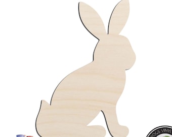 Sitting Bunny Rabbit Easter Laser Cut Out Unfinished Wood Shape Craft Supply