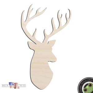 Deer Head #4 Buck Laser Cut Out Unfinished Wood Shape Craft Supply