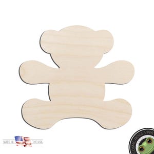 Teddy Bear Laser Cut Out Unfinished Wood Shape Craft Supply
