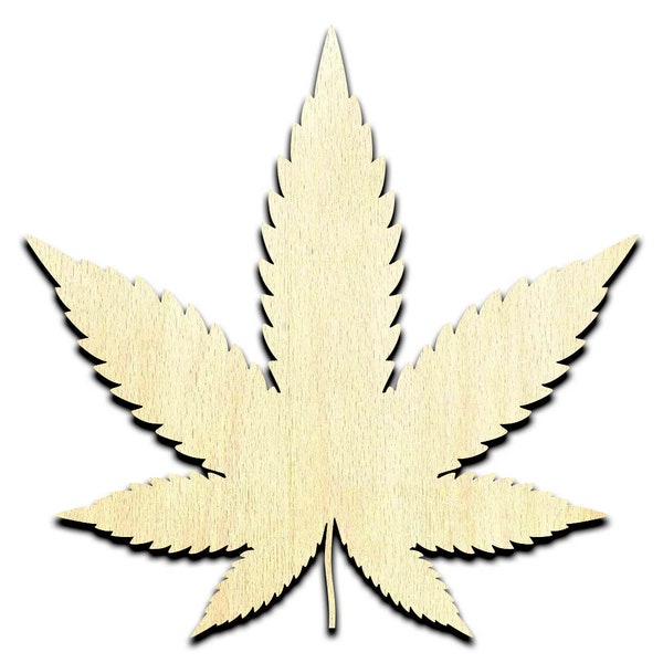 Marijuana Pot Leaf Laser Cut Out Unfinished Wood Shape Craft Supply