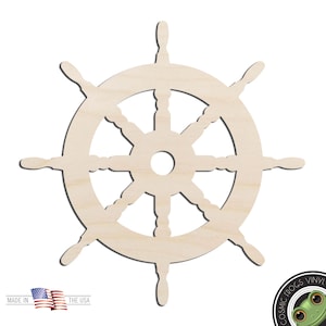 Ship Helm Wheel Nautical Laser Cut Out Unfinished Wood Shape Craft Supply