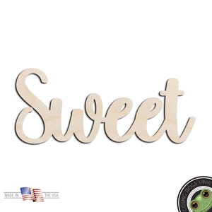 Sweet Word Text Laser Cut Out Unfinished Wood Shape Craft Supply