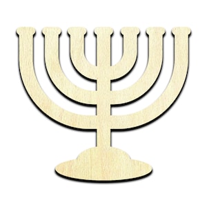 Menorah Laser Cut Out Unfinished Wood Shape Craft Supply