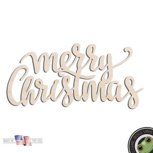 Merry Christmas Word Text Laser Cut Out Unfinished Wood Shape Craft Supply