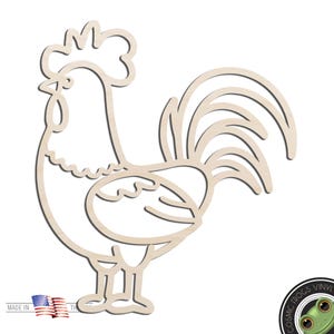 Rooster Outline Laser Cut Out Unfinished Wood Shape Craft Supply